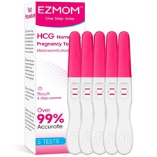 EZMOM Early Detection Pregnancy Tests, 5 Count HCG Tests for Home Use, Pink