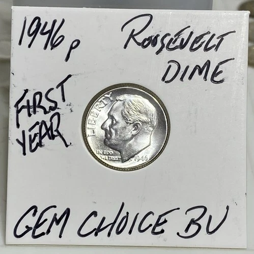 1946 P Roosevelt Dime GEM CHOICE BU ! Free Shipping! FIRST YEAR COIN