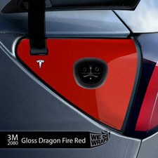 3M Gloss Dragon Fire Red Tesla Charge Port Wrap  Model Y
