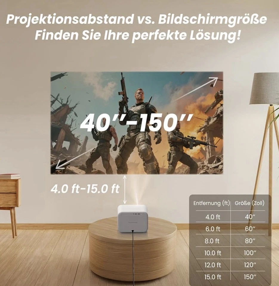 Beamer Sound by JBL, 700 ANSI 1080P Native Projektor, Yaber L2s Autofokus - Bild 4 von 4