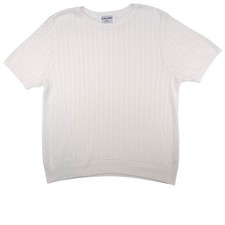 Alfred Dunner Women's White Cable Knit Short Sleeve Sweater Top Sz M Made in USA