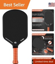 Pro-Performance Pickleball Paddle: 3K Carbon Fiber  Elongated Grip - One Size