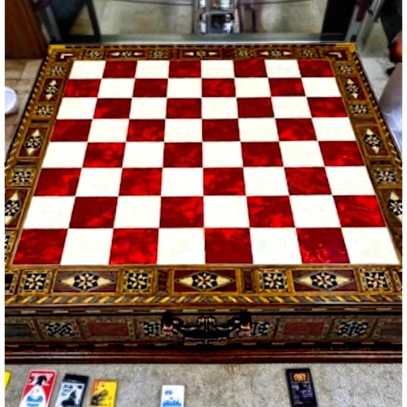 Luxury Handmade 15" Wooden Chess Board with Storage Drawer Inlaid Solid Wood 🎁 - Image 4 of 4