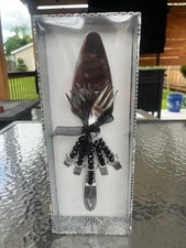 5-pc Wild Eye Designs Cake Serving Set Black/Clear Beaded Server & Dessert Forks