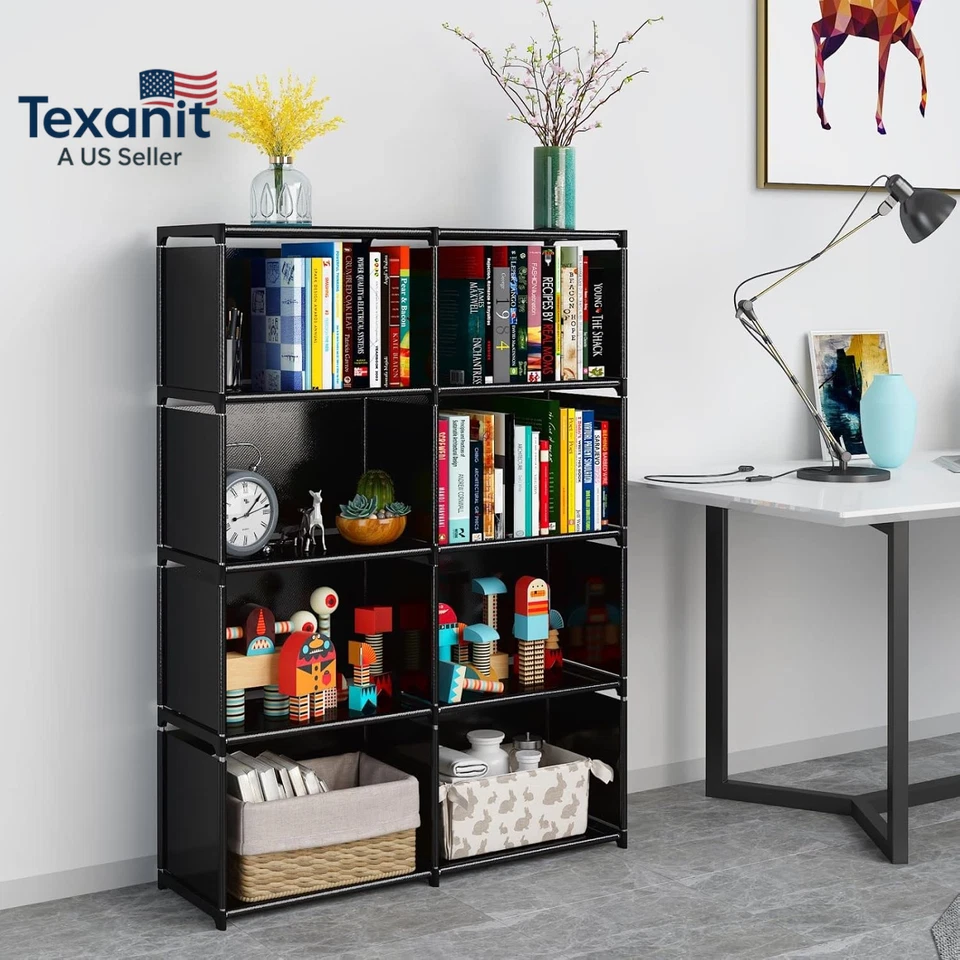 6-Tiers Portable Bookshelf with Fabric Cloth at Back, 10 Cube Closet Storage Org - Image 3 of 4