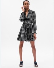 Gap Plaid Flannel Tiered Shirt Dress Tie Belt Preppy Casual Womens Size Large