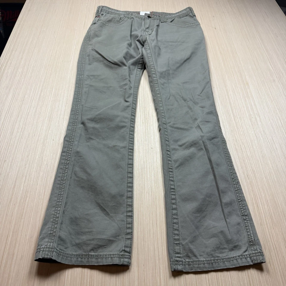 Vintage Y2K Garth Cabral Bootcut Cáqui Bolsos Bordados Praia de Surf 34x33 - Imagem 2 de 4