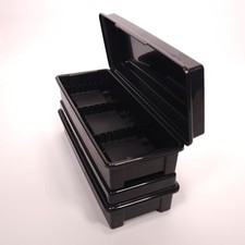 Lot 2 VTG Alpha 15 or 24 Audio Cassette Tape Storage Box Black Plastic USA Made