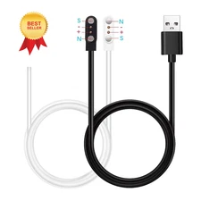 2 Pin Chargers for GloryFit Smart Watch Charger, 2-Pack Black&White-2.8mm 