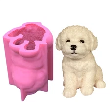3D Seated Puppy Silicone Molds Adorable Puppy Silicone Casting Mold 5 in