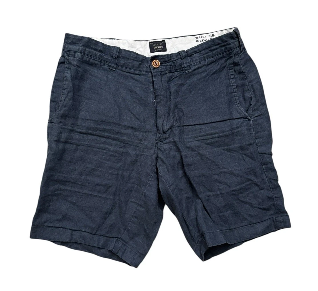 J.CREW Shorts Mens Size 29 Dark Blue Gray Baird McNutt Irish Linen Chino Shorts