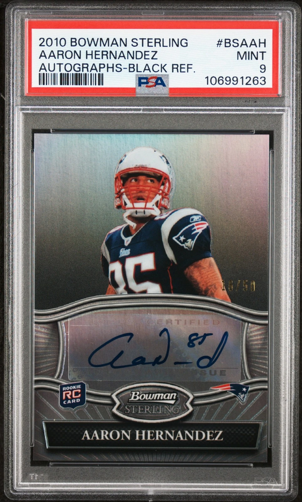 Aaron Hernandez Bowman Sterling Autographs #BSAAH Black Refractor
