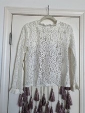 white lace long sleeve blouse size medium fits small 