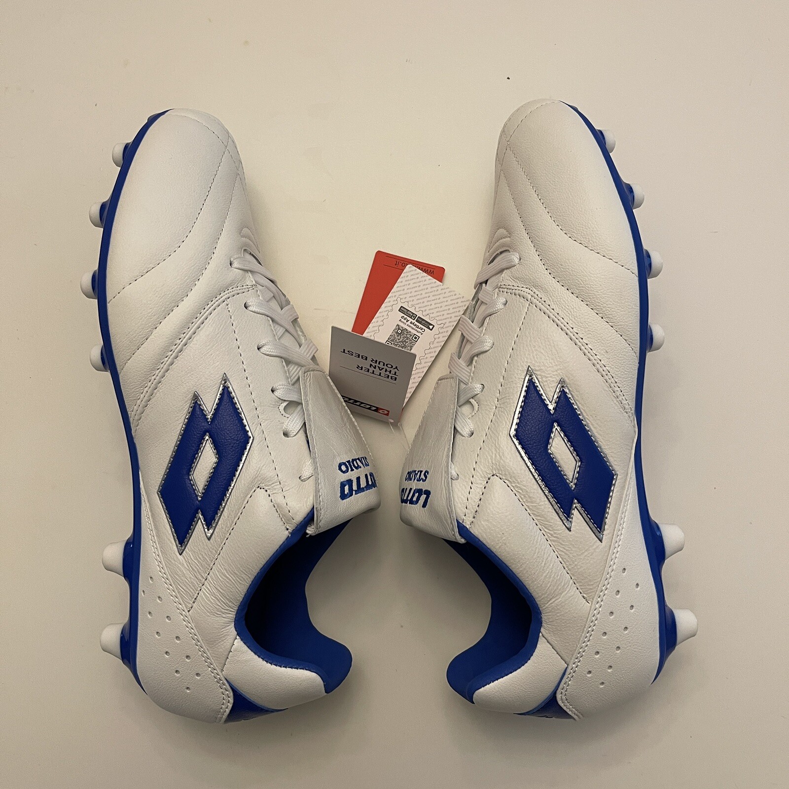 Lotto Stadio 200 III FG Tacchetti Calcio Calcio Bianco Blu US 11 5 EUR 45 NUOVI