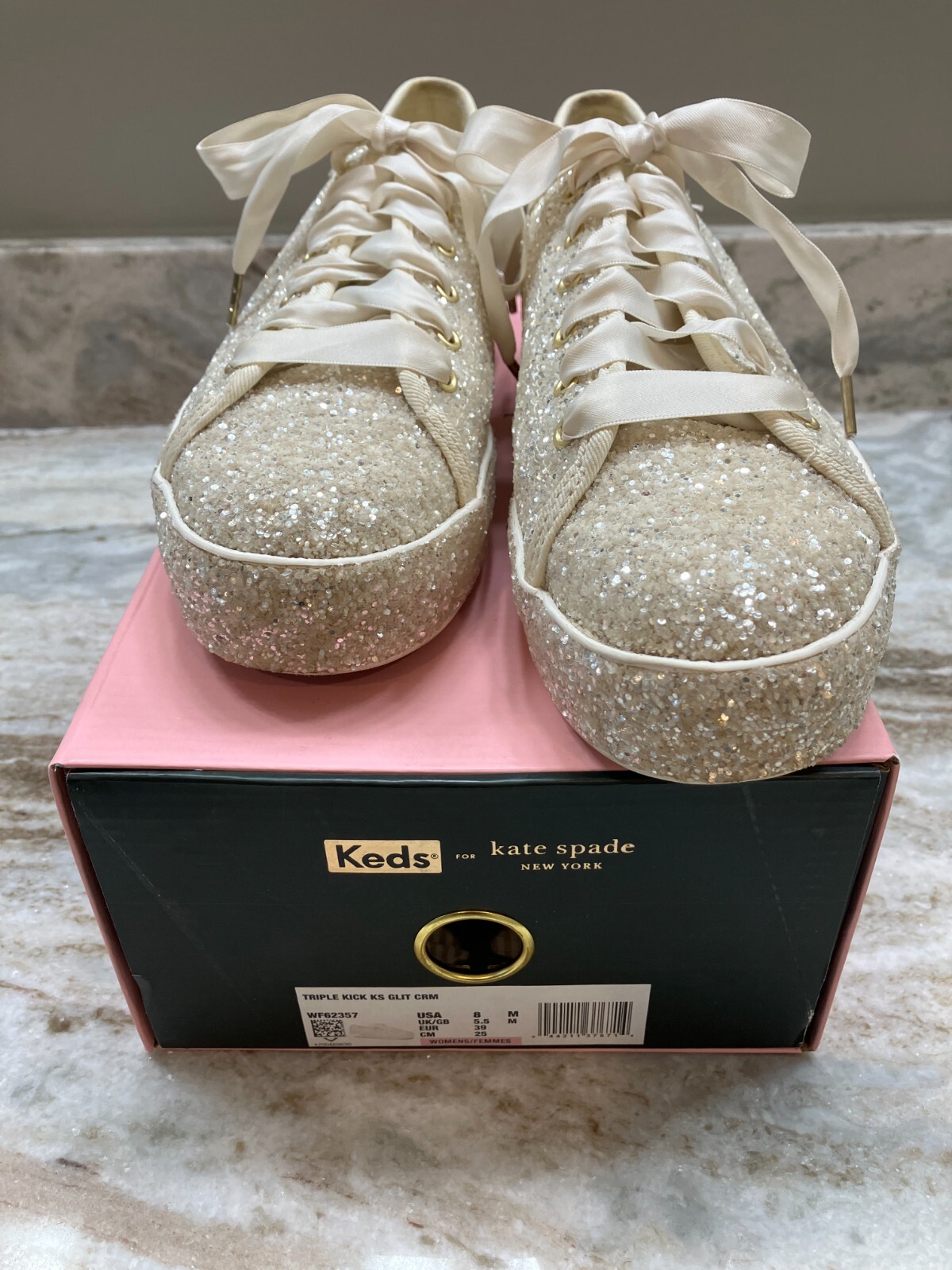 Keds Kate Spade Silver Glitter Platform Sneaker Wom… Gem