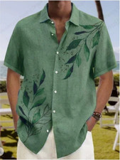 Men's Short Sleeve Button-Up Casual Cuban Guayabera Beach Wedding Dress Shirt