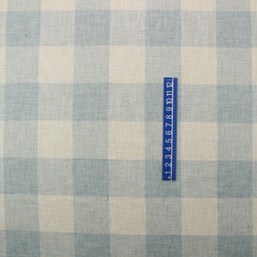 BALLARD DESIGNS BRIELLA CHECK LAGOON BLUE OFF WHITE FABRIC 1 YARD CUT 54"W - Picture 3 of 6