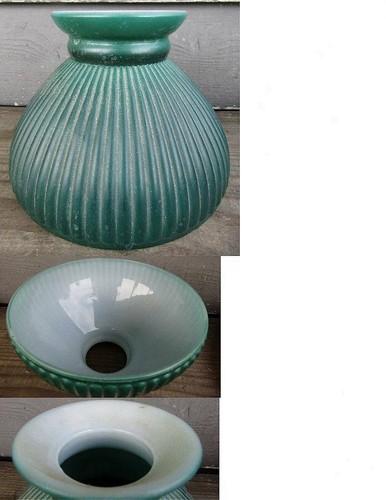 VINTAGE GREEN LAMP SHADE GLASS FITTER -- 8" BASE ( 7-15/16") - 第 1/1 張圖片