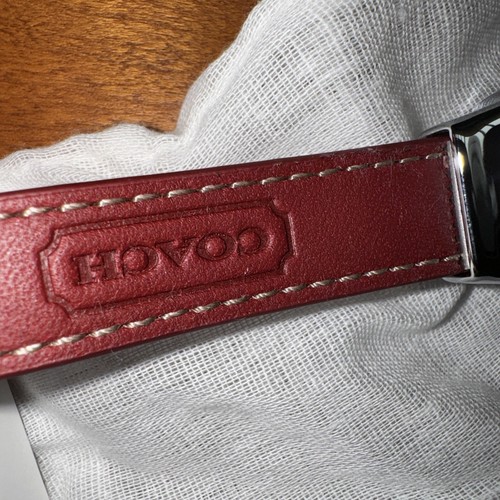 Tapón de vino de cuero Coach vintage modelo F61889 SV/RD NUEVO CON ETIQUETAS rojo quemado - Imagen 10 de 11