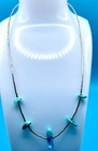Vintage Turqoise Necklace With Liquid Silver. Strung on Metal Wire 16"