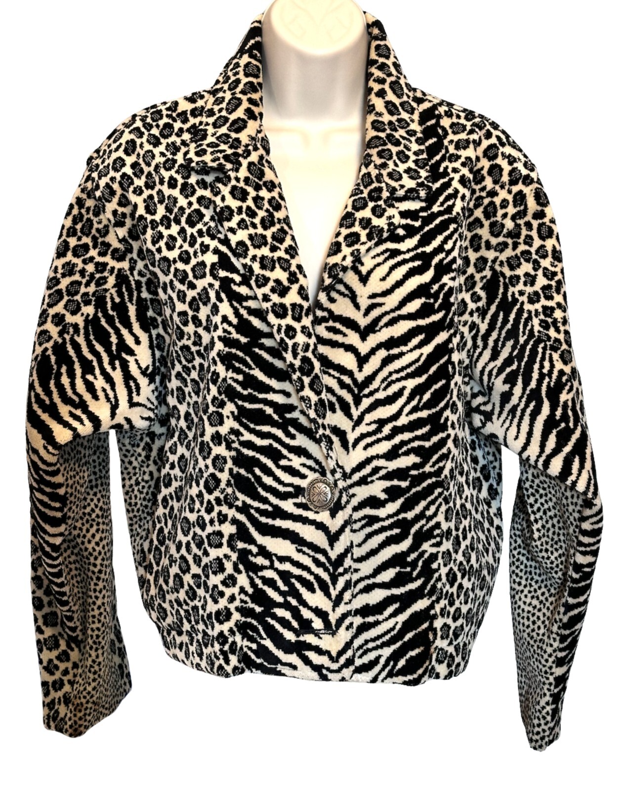 Bomber donna vintage dipinto pony leopardato made in Texas taglia media