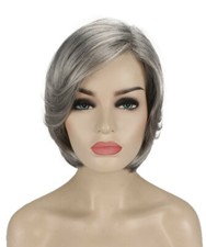 Mary - Wavy Kanekalon Synthetic Fiber Full Wig, 4.5 - 8.5", Salt  Pepper Grey