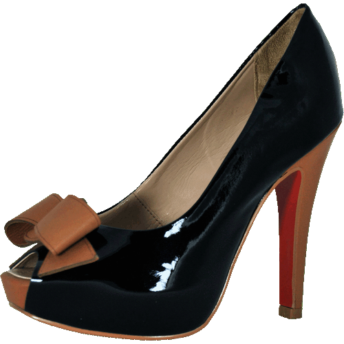 Bruno Menegatti Womens Size 8 Black Platform 5" Heel Peep Toe Bow Reg. $138  - Picture 1 of 11