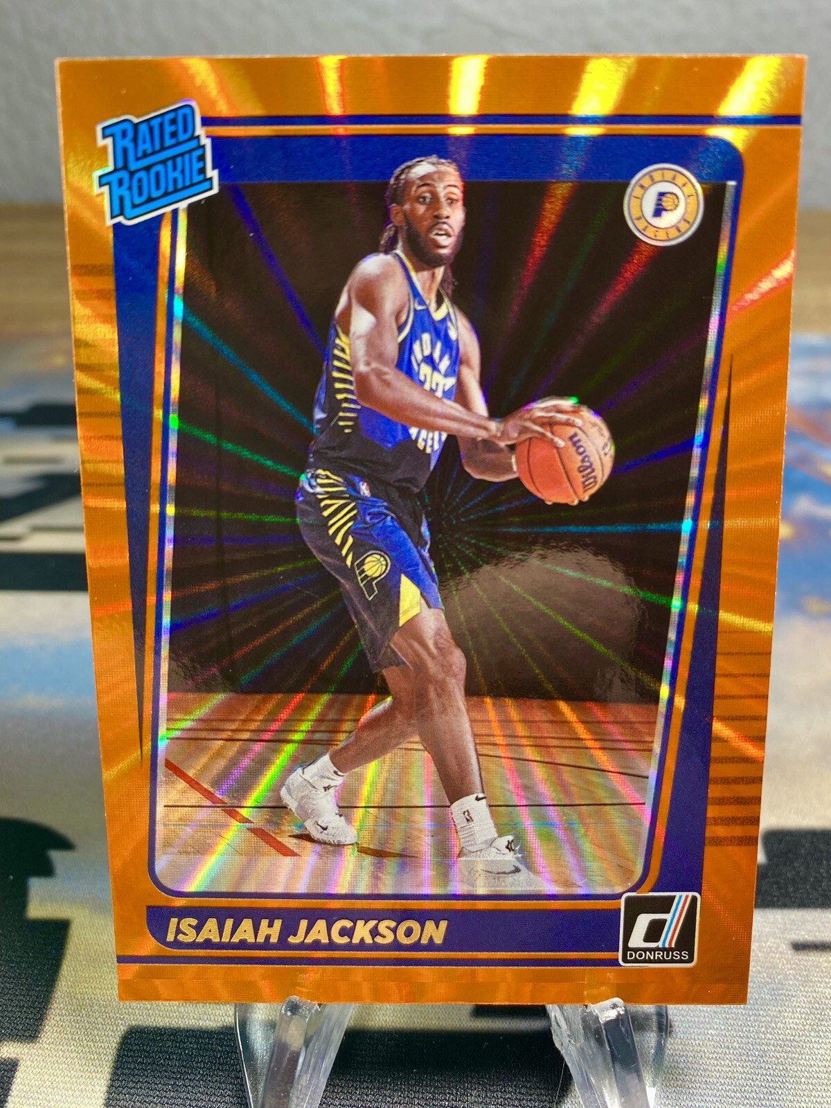 2021-22 Isaiah Jackson Panini Donruss Orange Laser Holo Rated Rookie #217