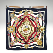 HERMES Carre 90 parmi les fleurs je compte les heure Silk Scarf Japan Used 