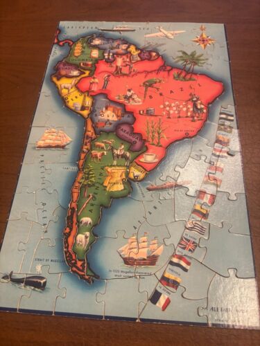 E.E. Fairchild Corporation South America Map Jigsaw Puzzle Vintage 1941 - Picture 3 of 8