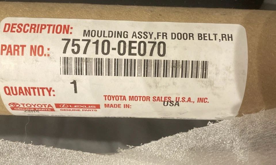2014-2019 Toyota Highlander -Right front Door Belt Molding 75710-0E070 — 第 2/3 张图片