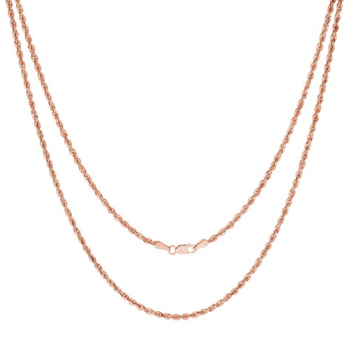 14K Rose Gold 2.5mm Diamond Cut Rope Chain Link Necklace Mens Womens 22" - Picture 9 of 11