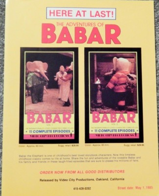 ADVENTURES OF BABAR (VIDEO DEALER DELUXE BROCHURE 1985) RARE