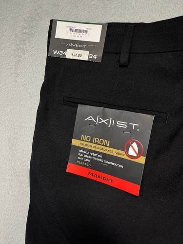 Axist dress pants Men's 34x34 black no iron wrinkle resistant straight NWT New
