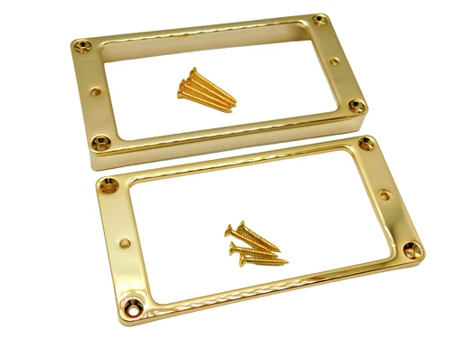 Metal Humbucker Pickup Ring Set Slanted & Curved Bottom for Gibson Guitar - GOLD
