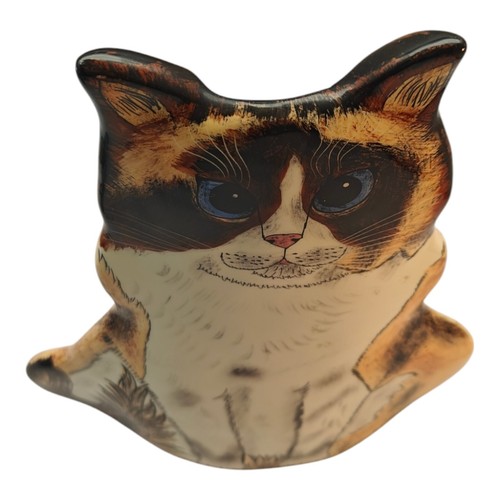 Nina Lyman Ceramic Orange Black Tabby Cat Tall READ!! - Picture 4 of 10