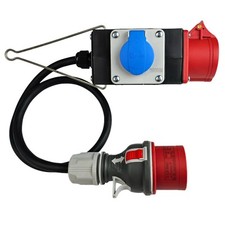 Baustromverteiler Adapter 16A auf 16A mit 2x Schuko, Kabel 0,5m  380V und 230V