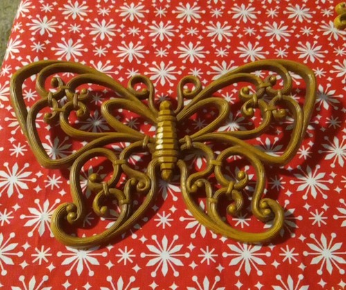 Vintage 1978 Syroco Homco Set of 3 Faux Wood/Rattan Butterflies Wall Decor - Picture 2 of 13
