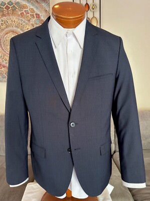 Hugo Boss Red Label Mens Btn Blue Flat Front Suit Sz 40 R