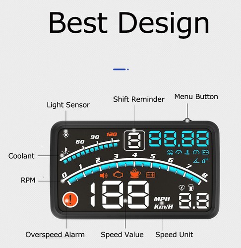 OBDII Car Speedometer Digital HUD Head Up Display Overspeed Warning MPH/KMH - Picture 6 of 12