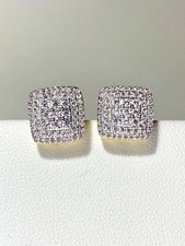 2 CT Round Cut Moissanite Stud Women's Cluster Earrings 14k Yellow Gold Plated