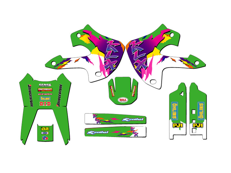 1997-2008 KLX 300 THROWBACK Green Senge Graphics Kit Compatible