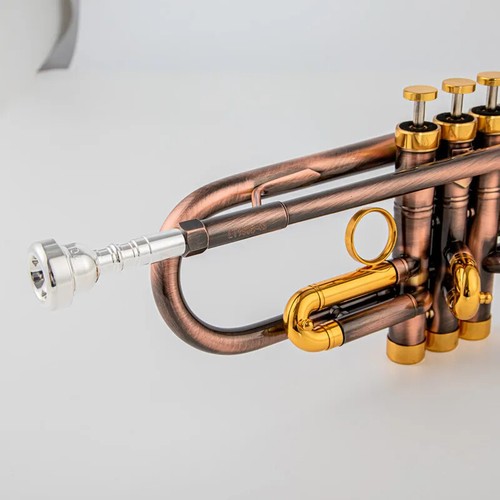 New Trumpet TR-197GS Bb-falt Red bronze Golden Key Trumpete Brass with Case - Picture 3 of 11