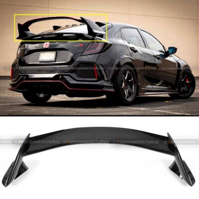 For 16-21 Civic Hatchback 2 Tone Painted Glossy Black Type R Style Wing Spoiler