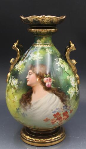 19C Royal allemand Bonn Portrait Peint à la Main Vase Artiste Signé 10" TEL QUEL - Photo 1 sur 24