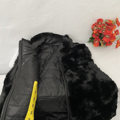 Nicole Miller Women's Reversible Vest Faux Fur Interior,Black,Choose size, NWT - Picture 6 of 6