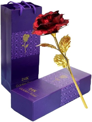 Hztyyier 24K Romantic Rose Gift Rose Incastonate in Oro Nero con Supporto Trasparente per Regali di Compleanno per Amanti delle Donne Gifts