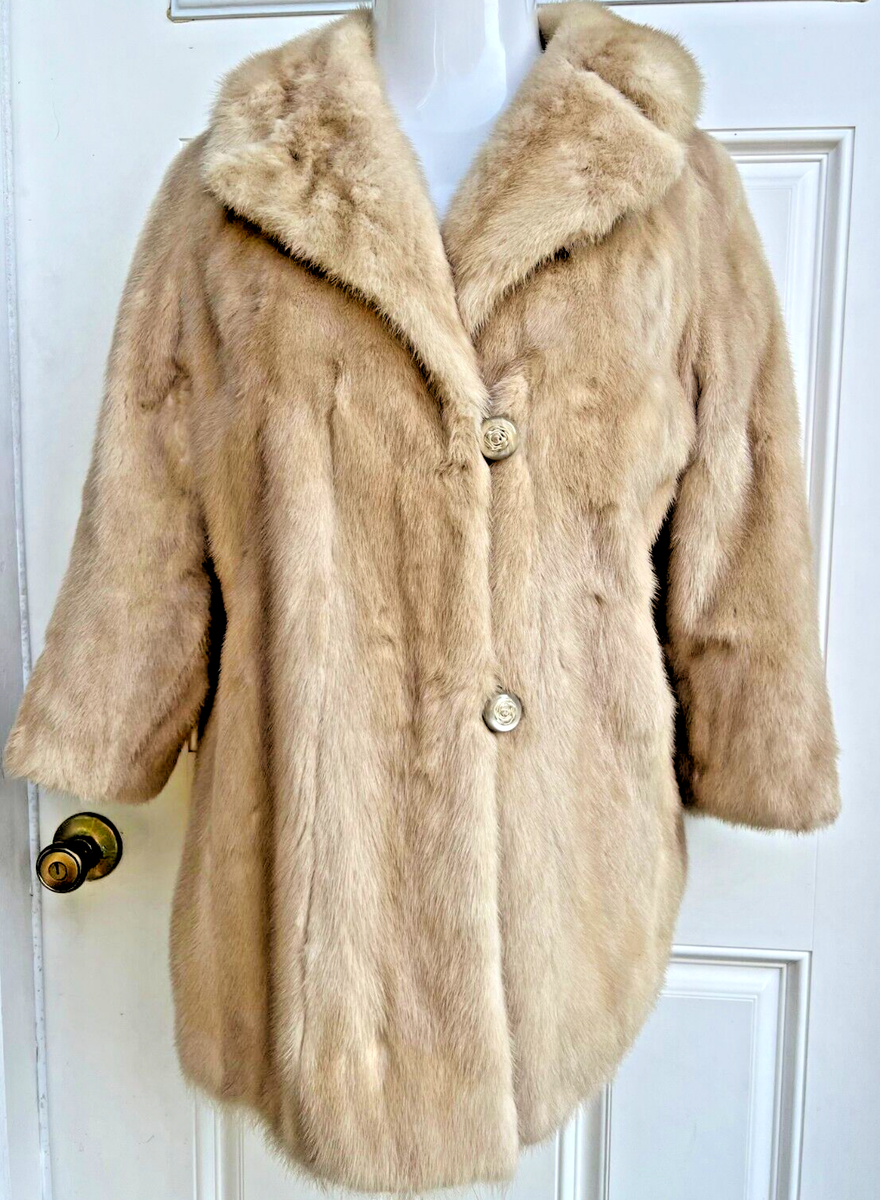 EDWARD BOROVAY VINTAGE BLONDE GENUINE REAL MINK FUR COAT EDWARD BOROVAY VINTAGE BLONDE GENUINE REAL MINK FUR COAT