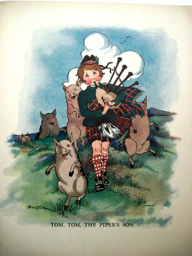 1922 Children's Book "Rhymes And Jingles of Mother Goose" "Eulalie" Linenlike * - Picture 7 of 11