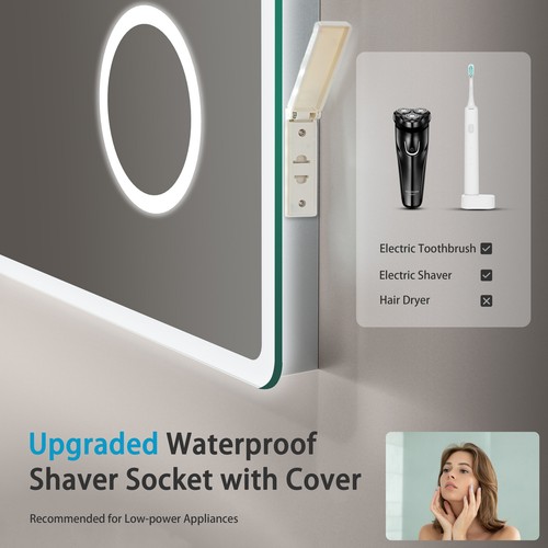 Bathroom Mirror With LED Lights Touch Shaver Socket Demister 3x Magnifying - Picture 5 of 18